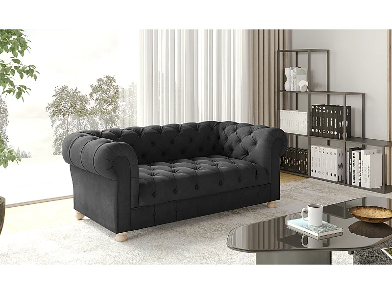 Sofa Zweisitzer CHESTERFIELD, Stoff Whisper, Graphit