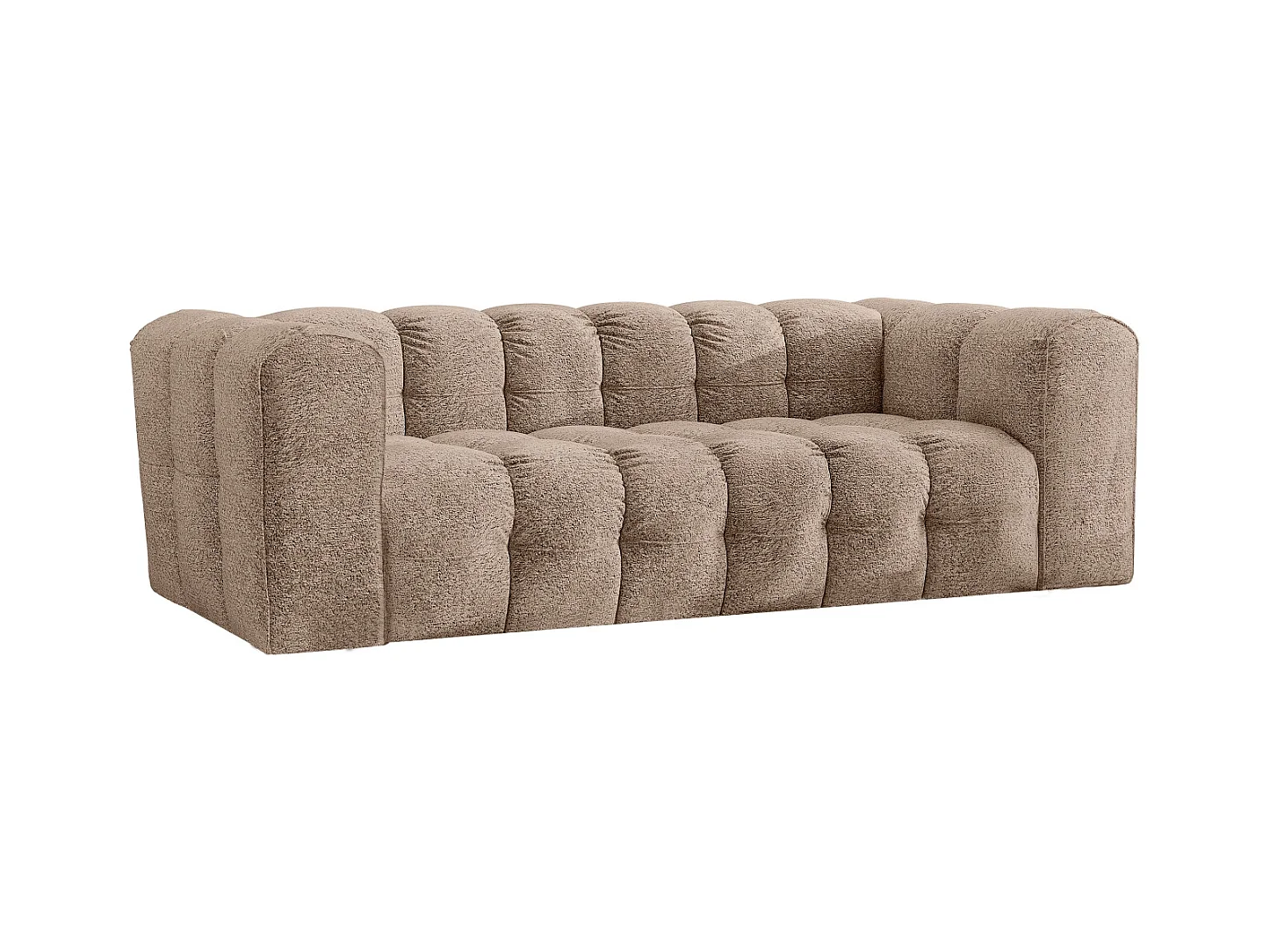 Sofa 3-Sitzer, Komfort Couch BALOO, stoff Schenille & Bouclé, Dunkelbeige