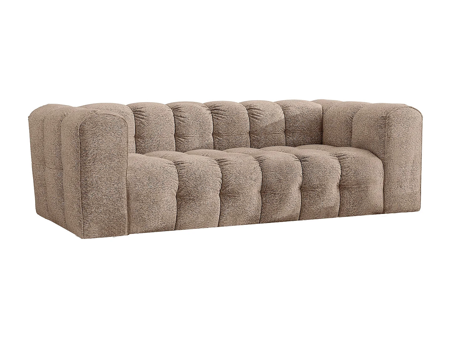 Sofa 3-Sitzer, Komfort Couch BALOO, stoff Schenille & Bouclé, Dunkelbeige