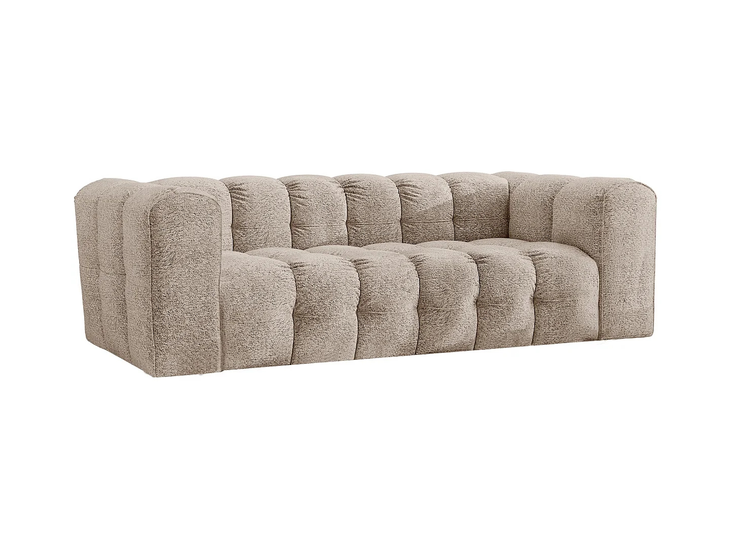Sofa 3-Sitzer, Komfort Couch BALOO, stoff Schenille & Bouclé, Beige