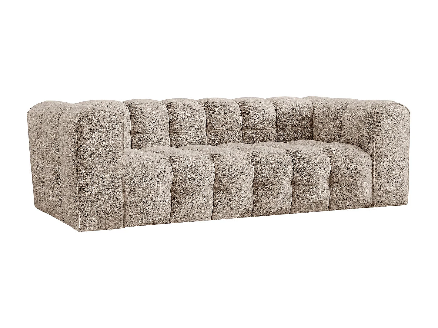 Sofa 3-Sitzer, Komfort Couch BALOO, stoff Schenille & Bouclé, Beige