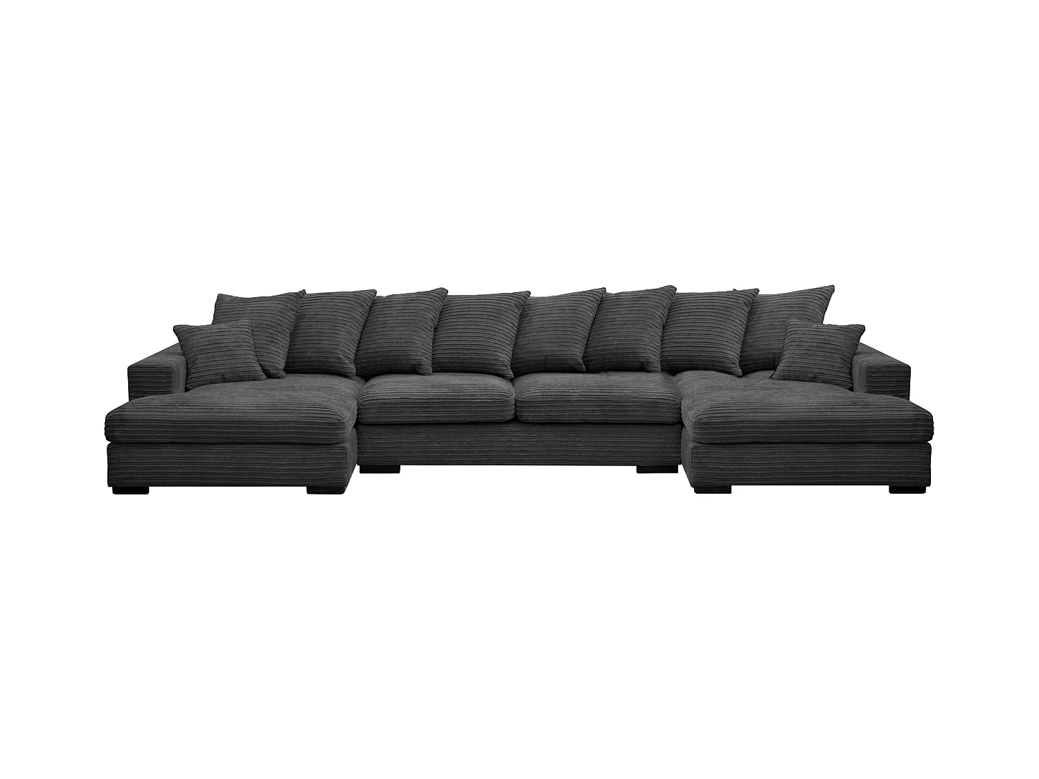Canapé d'angle avec fonction couchage et coffre de lit, Canapé en U, Canapé en U tissu Gabon Zoom Graphite
