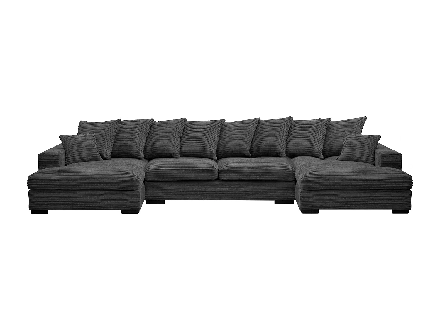 Canapé d'angle avec fonction couchage et coffre de lit, Canapé en U, Canapé en U tissu Gabon Zoom Graphite
