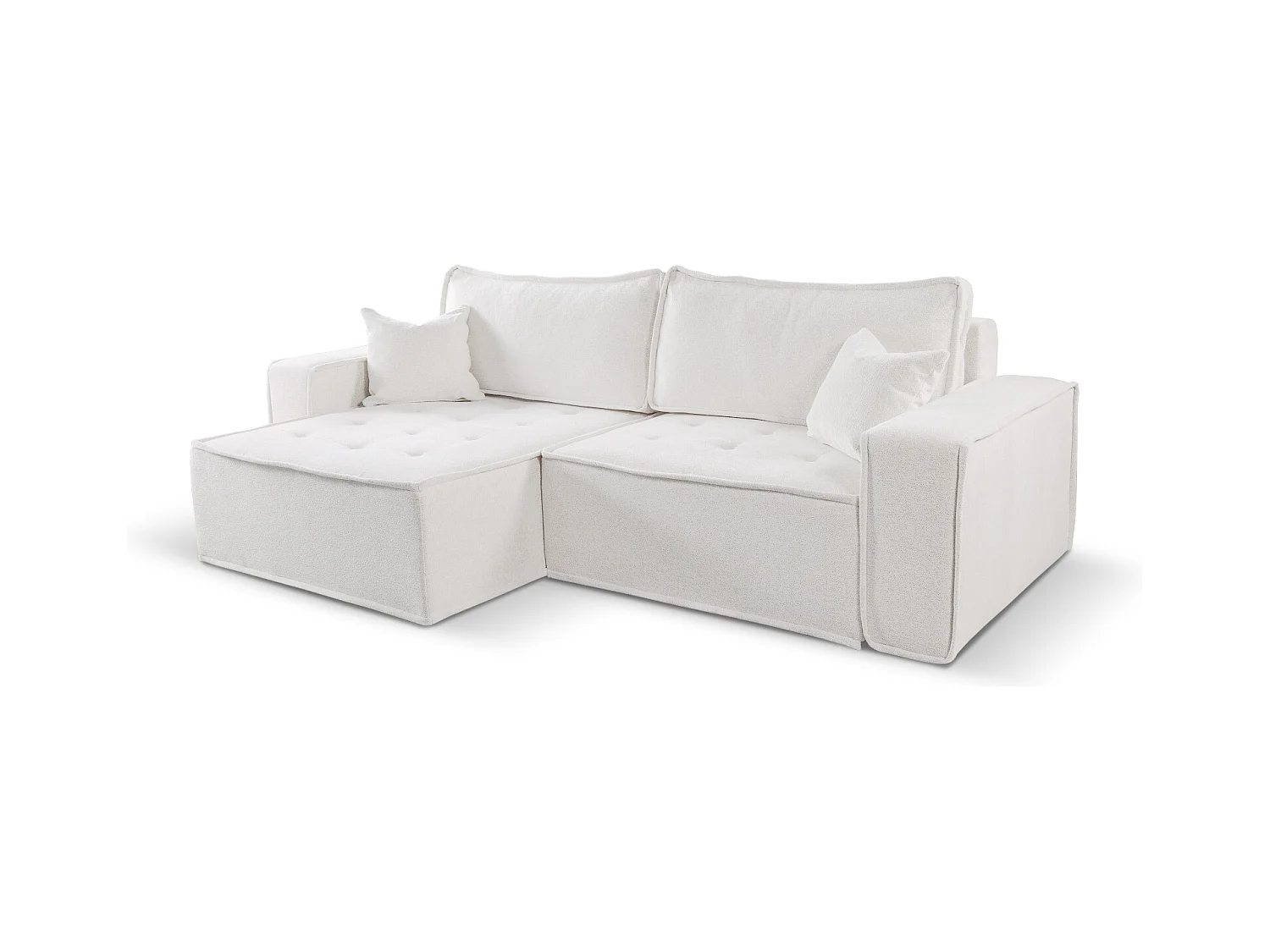 Canapé d'angle Bohoo en L avec convertible, tissu Raven, écru, gauche