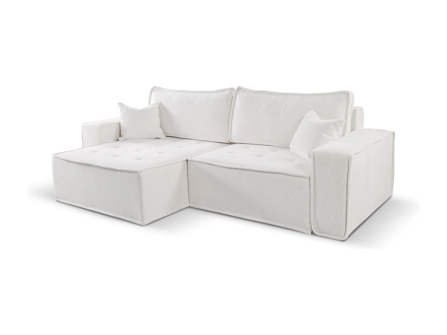 Canapé d'angle Bohoo en L avec convertible, tissu Raven, écru, gauche