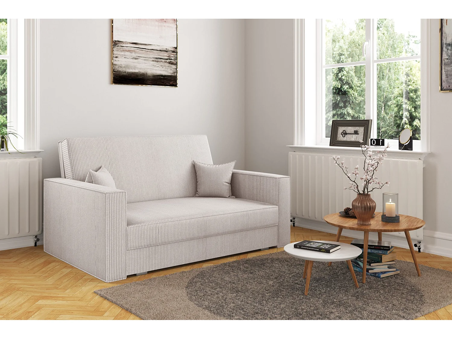 Canapé convertible classique AMERICA - tissu Poso Beige