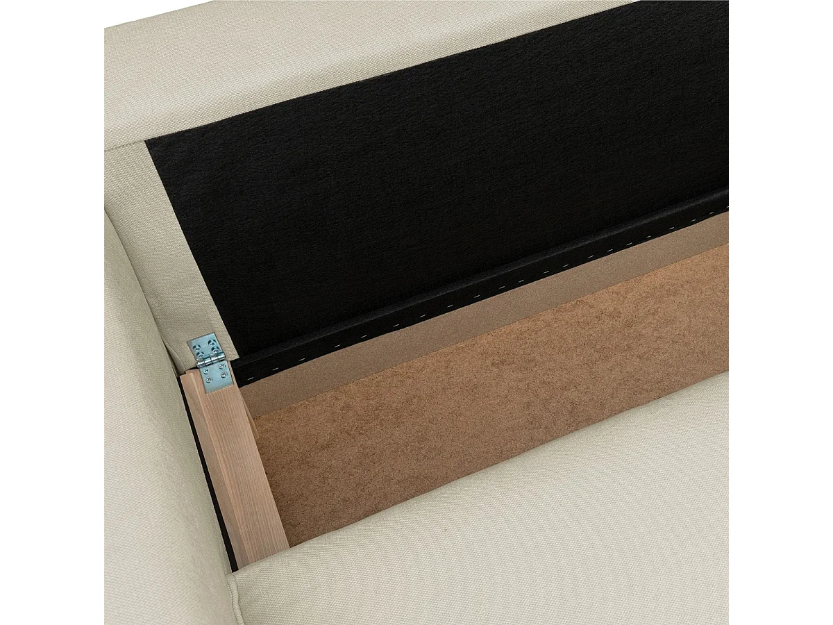 Canapé d'angle ouvert à droite convertible 3 places en tissu chenille beige - Emma