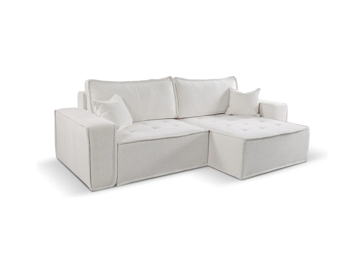 Canapé d'angle Bohoo en L avec convertible, tissu Raven, beige clair, droit