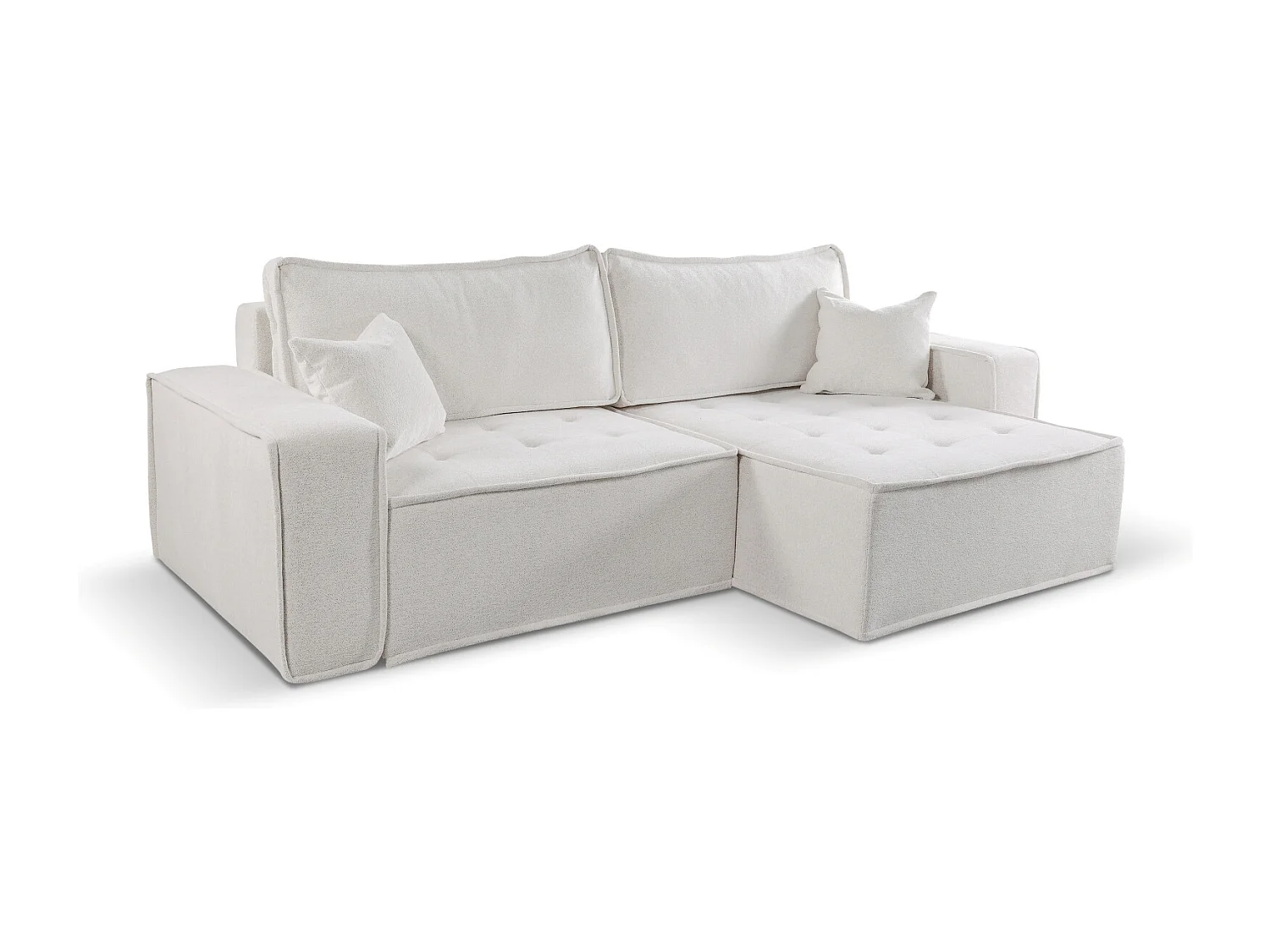 Canapé d'angle Bohoo en L avec convertible, tissu Raven, beige clair, droit