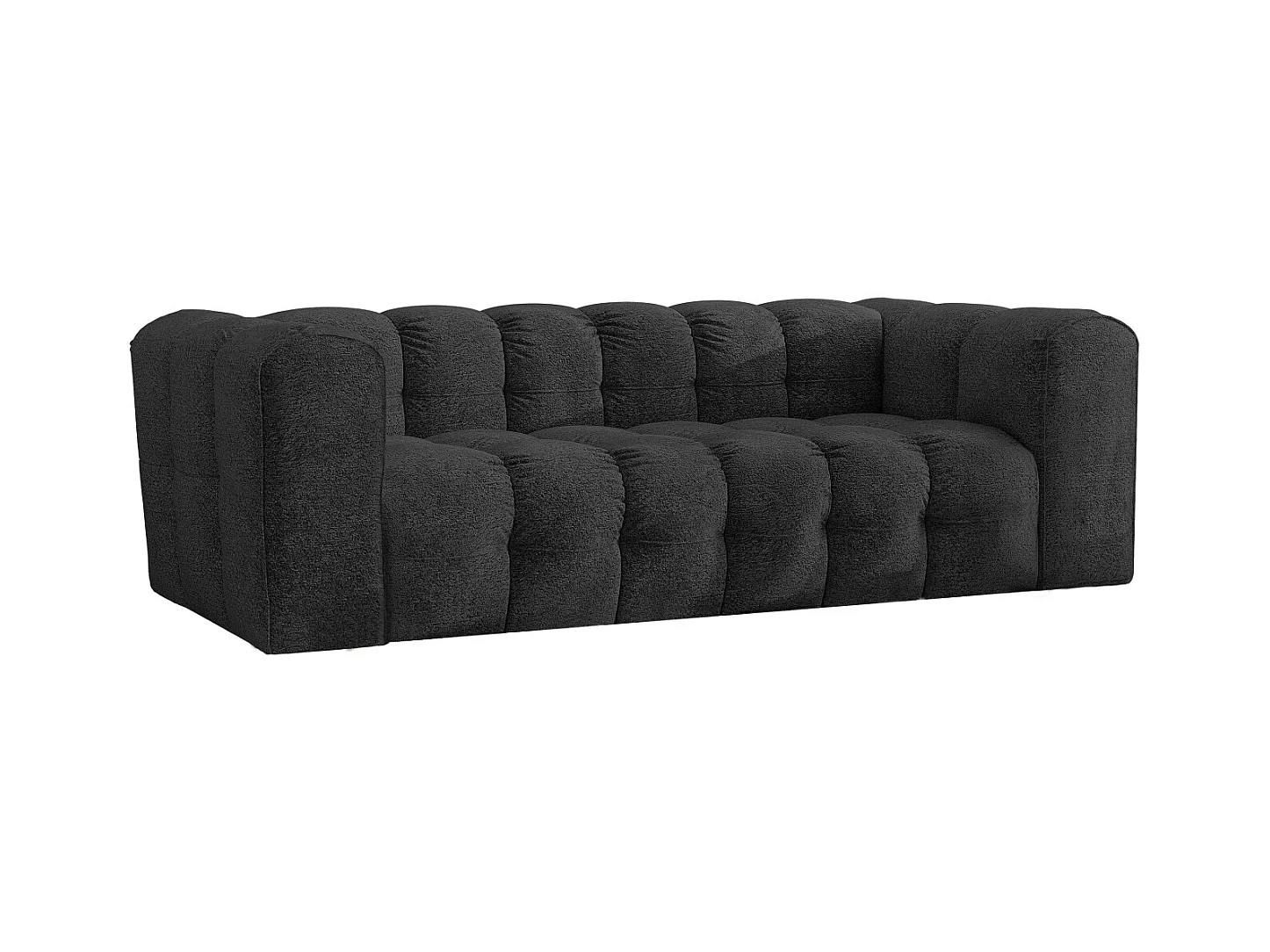 Sofa 3-Sitzer, Komfort Couch BALOO, stoff Schenille & Bouclé, Graphit