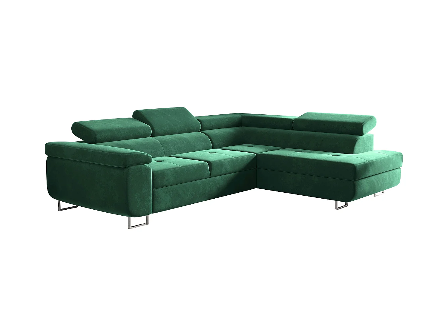 Canapé d'angle ATOM avec fonction couchage, tissu Monolith, vert, droit