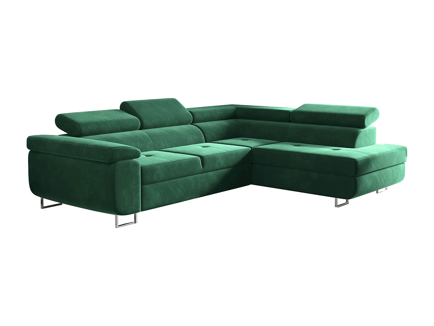 Canapé d'angle ATOM avec fonction couchage, tissu Monolith, vert, droit