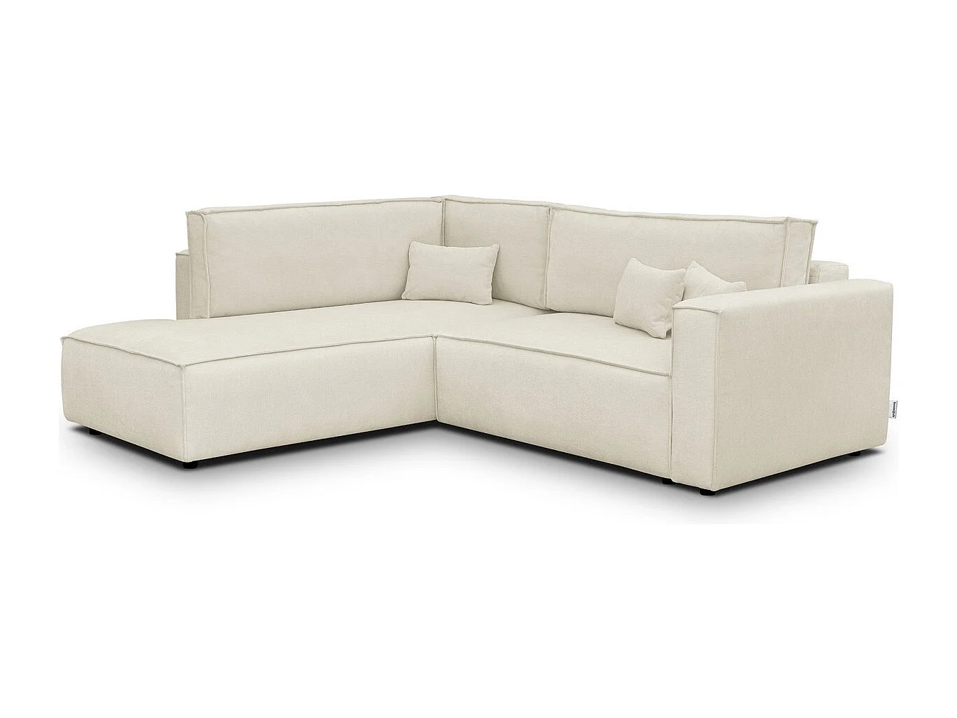 Canapé d'angle ouvert à gauche convertible 3 places en tissu chenille beige - Emma