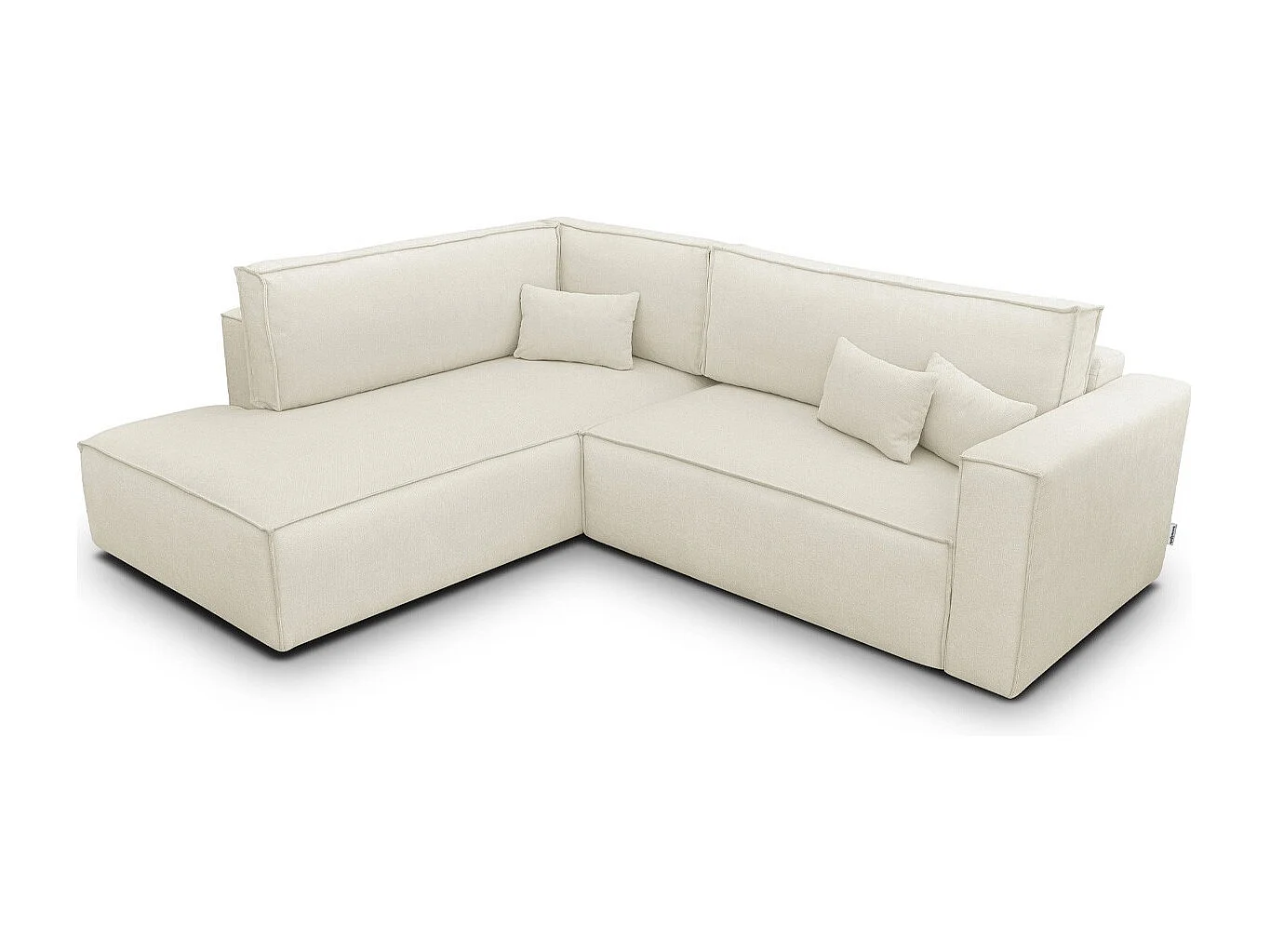 Canapé d'angle ouvert à gauche convertible 3 places en tissu chenille beige - Emma