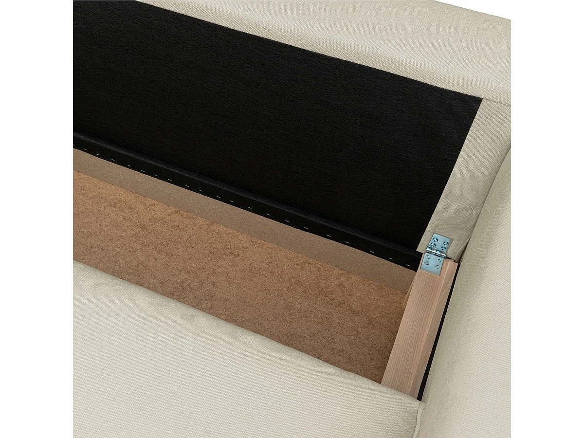Canapé d'angle ouvert à gauche convertible 3 places en tissu chenille beige - Emma