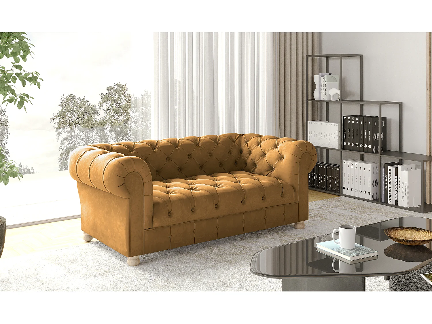 CHESTERFIELD tweezitsbank, Whisper-stof, Golden