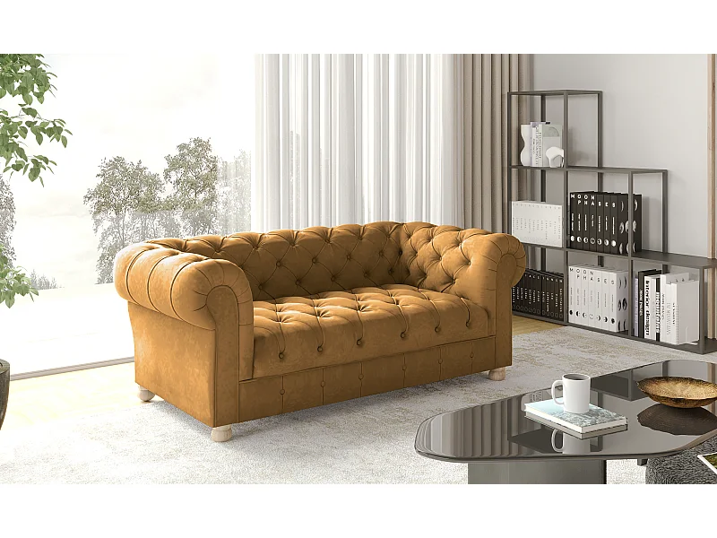Sofa Zweisitzer CHESTERFIELD, Stoff Whisper, Golden