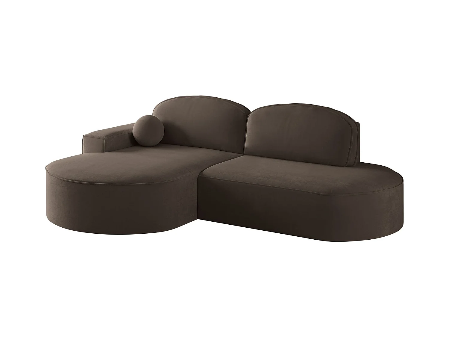 Canapé d'angle avec fonction couchage et coffre de lit Modena Round tissu Salvador Dark Brown Gauche