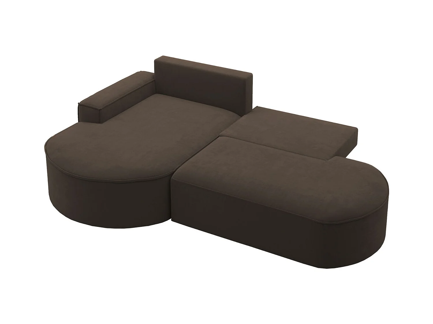 Canapé d'angle avec fonction couchage et coffre de lit Modena Round tissu Salvador Dark Brown Gauche