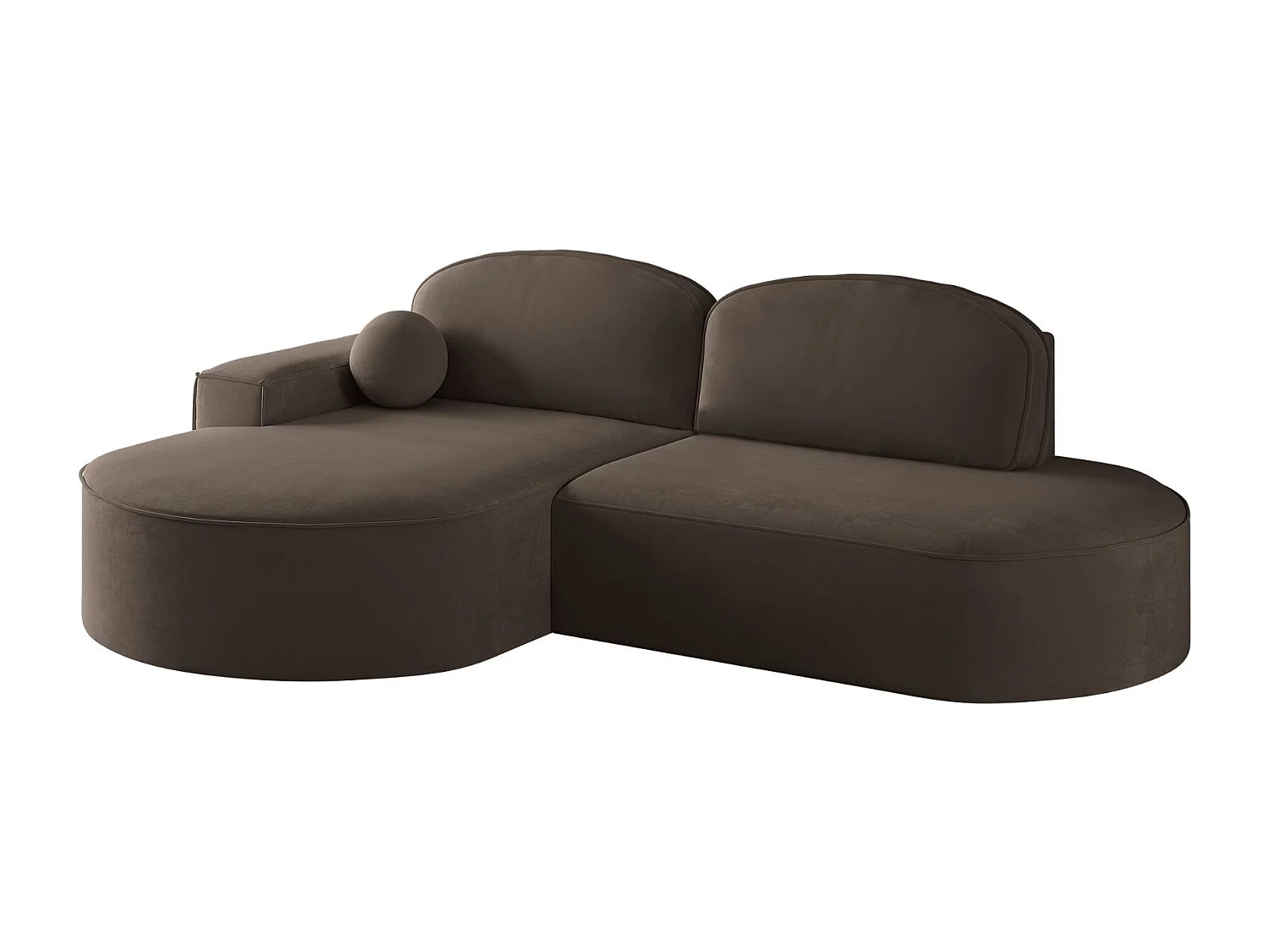 Canapé d'angle avec fonction couchage et coffre de lit Modena Round tissu Salvador Dark Brown Gauche