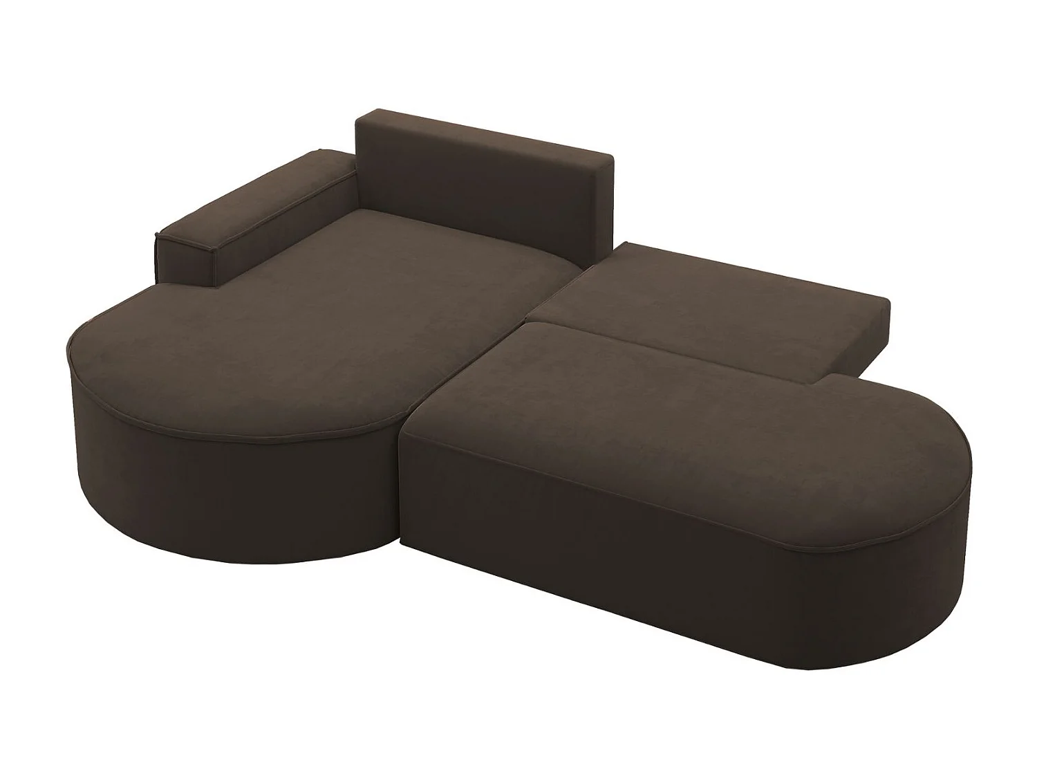 Canapé d'angle avec fonction couchage et coffre de lit Modena Round tissu Salvador Dark Brown Gauche