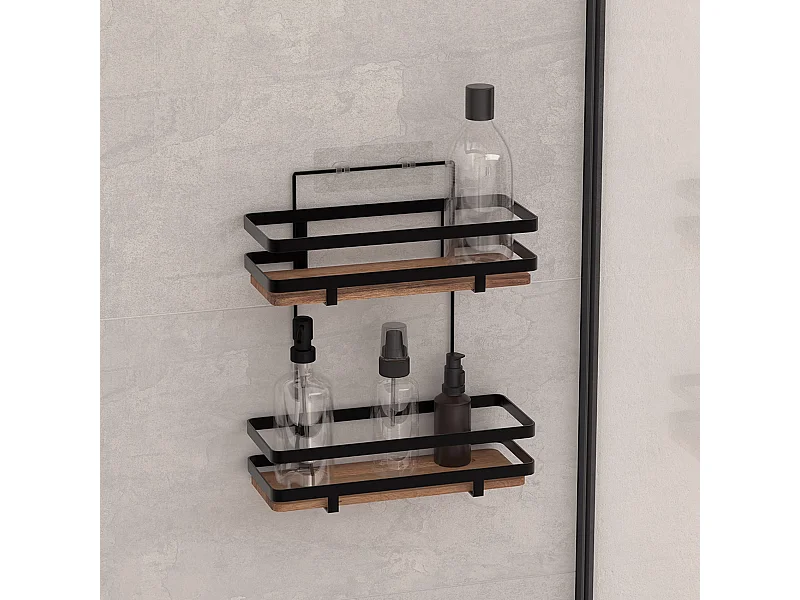 Serviteur de Douche en Bois "Blackacia" 30cm Noir