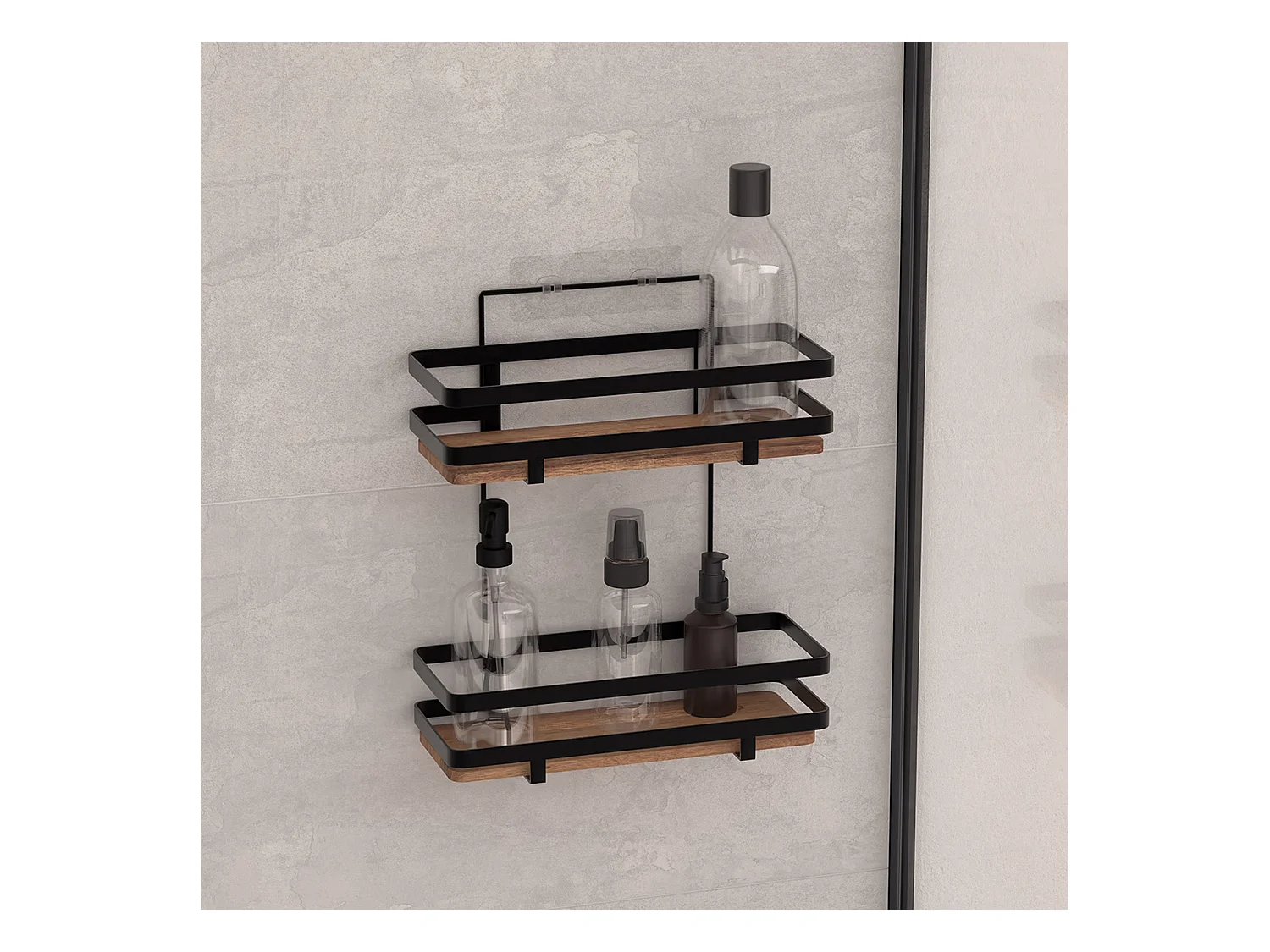 Serviteur de Douche en Bois "Blackacia" 30cm Noir