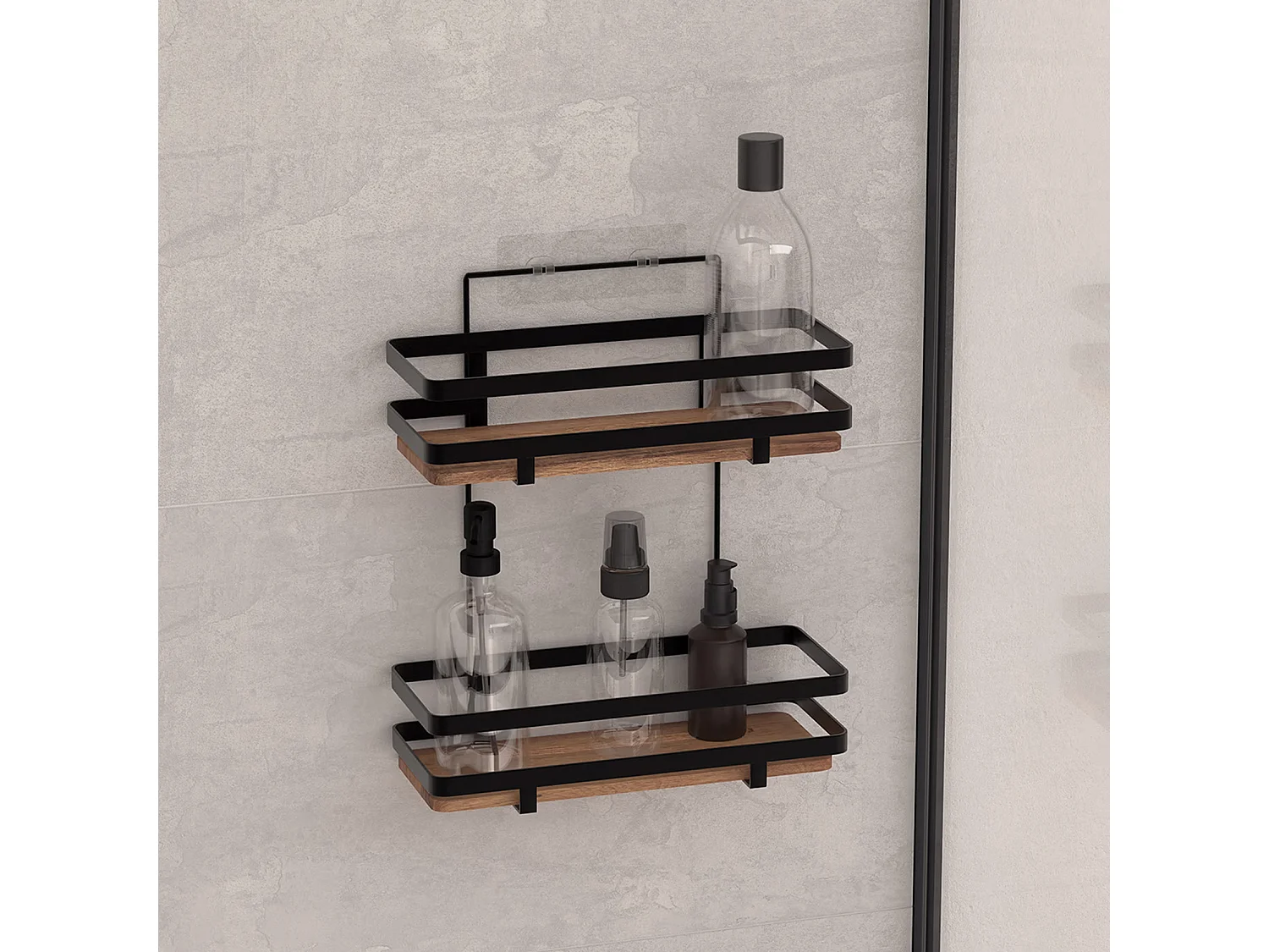 Serviteur de Douche en Bois "Blackacia" 30cm Noir