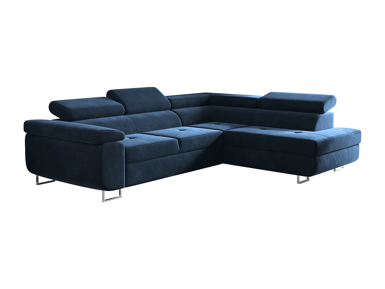 Canapé d'angle ATOM avec fonction couchage, tissu Monolith, bleu foncé, droit