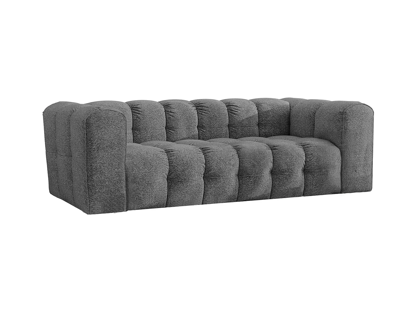 Sofa 3-Sitzer, Komfort Couch BALOO, stoff Schenille & Bouclé, Anthrazit