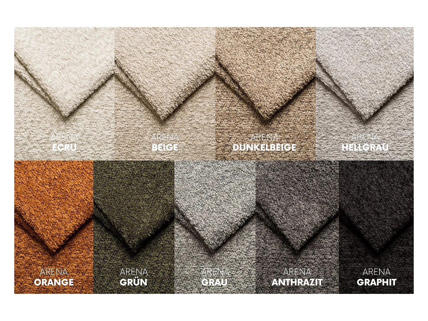 Sofa 3-Sitzer, Komfort Couch BALOO, stoff Schenille & Bouclé, Anthrazit