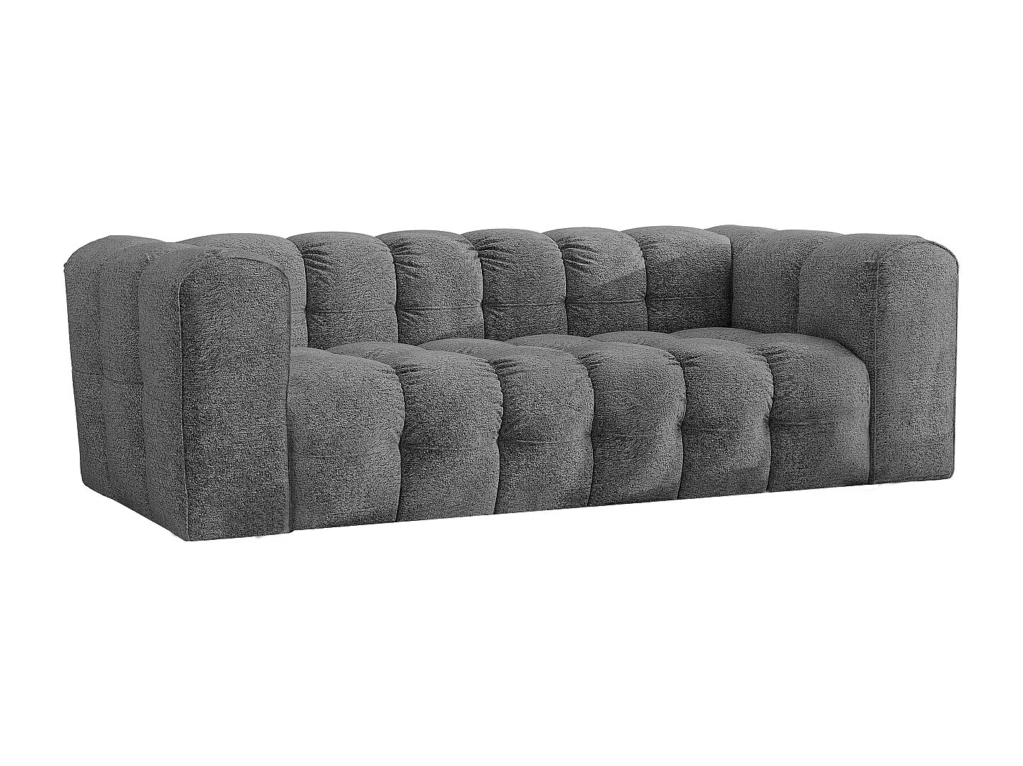 Sofa 3-Sitzer, Komfort Couch BALOO, stoff Schenille & Bouclé, Anthrazit