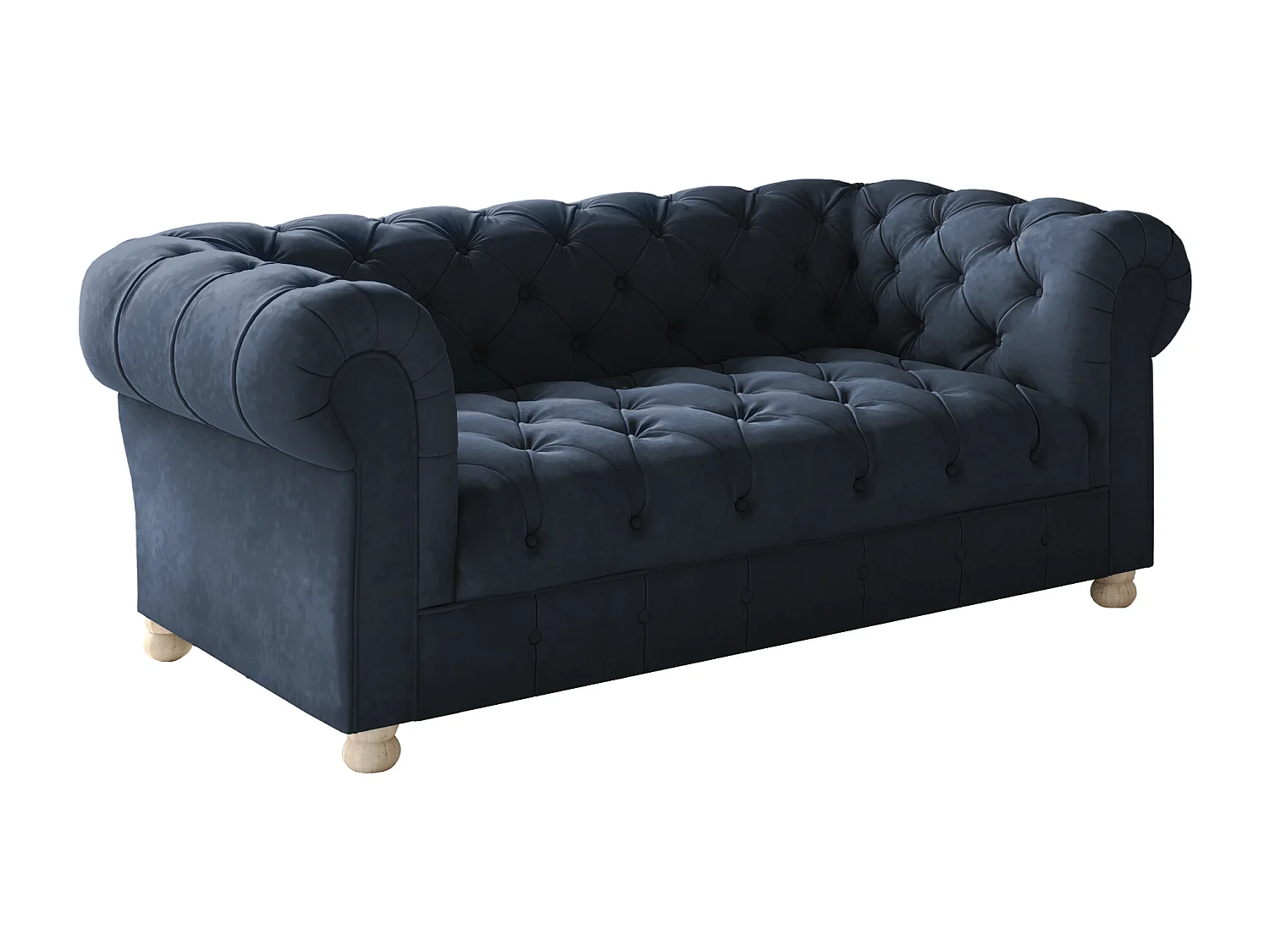 CHESTERFIELD tweezitsbank, Whisper-stof, blauw