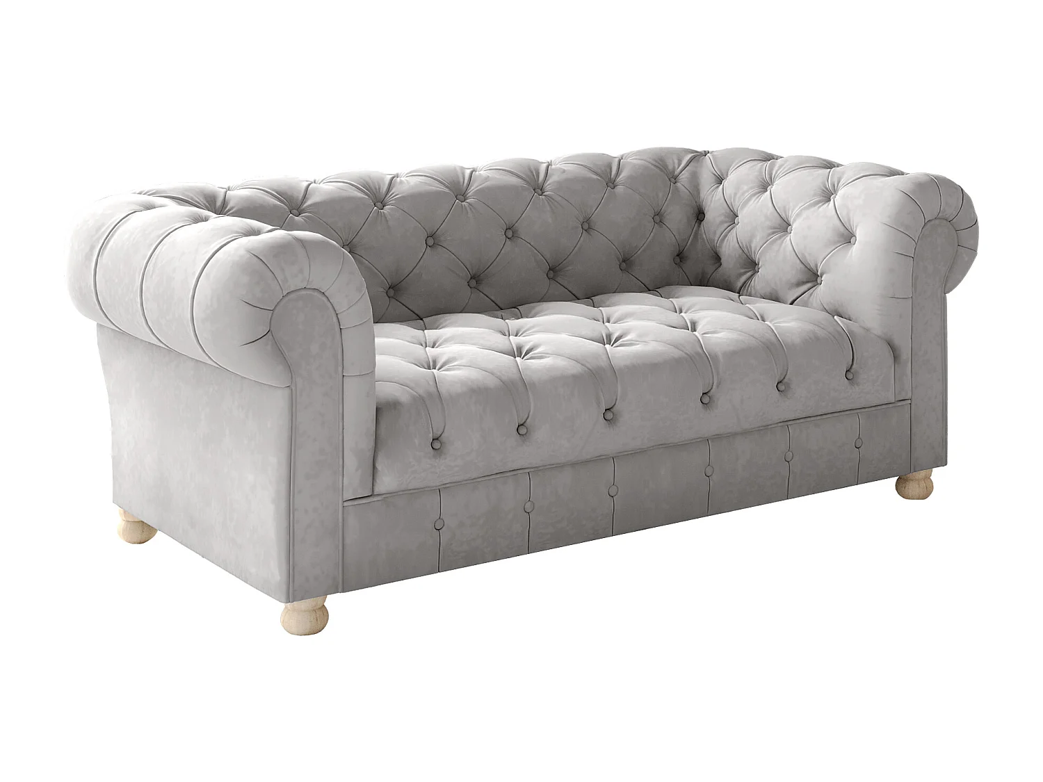 CHESTERFIELD tweezitsbank, Whisper-stof, zilver