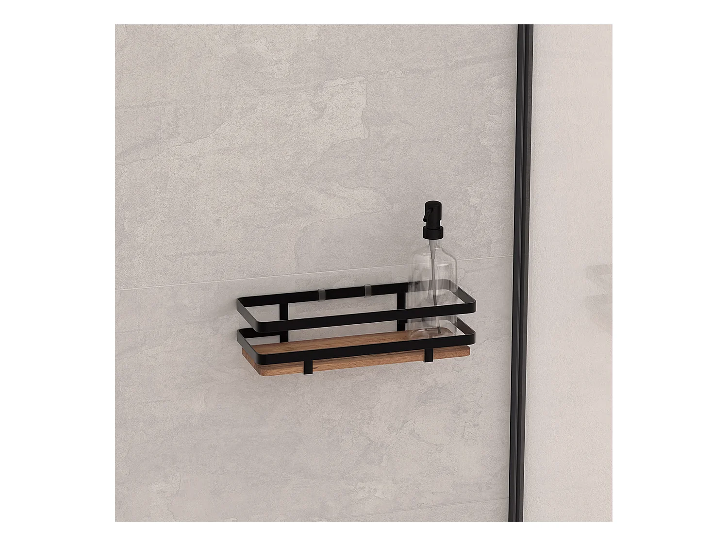 Étagère de Douche en Bois "Blackacia" 25cm Noir