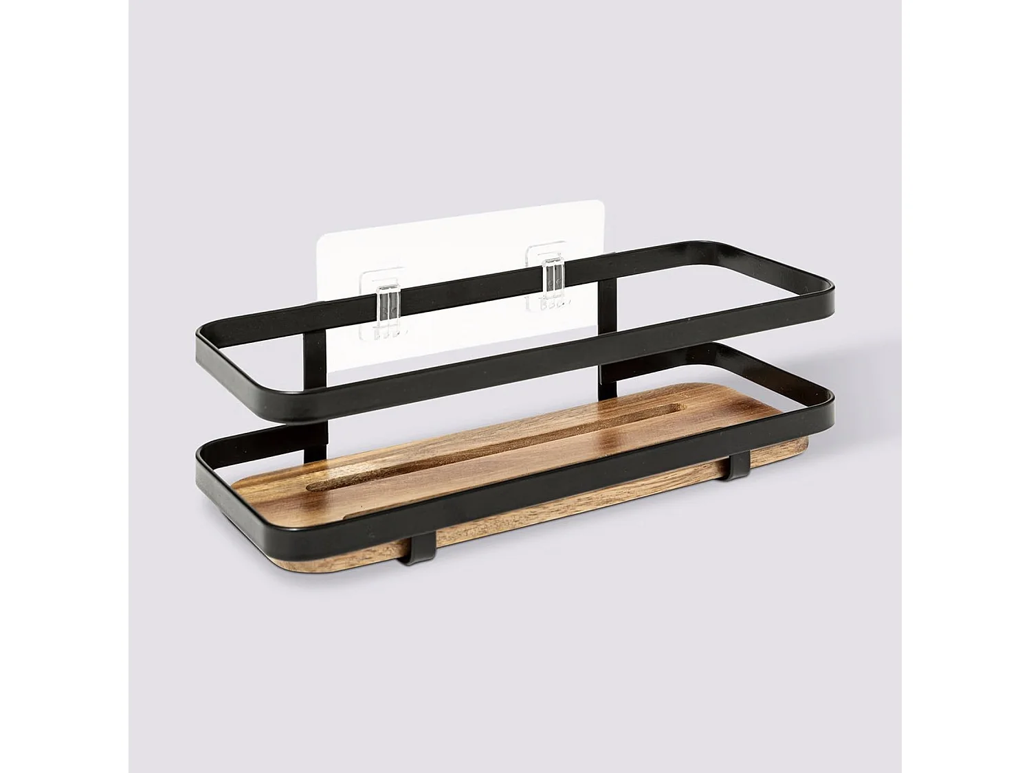 Estantería de ducha sin perforación en madera