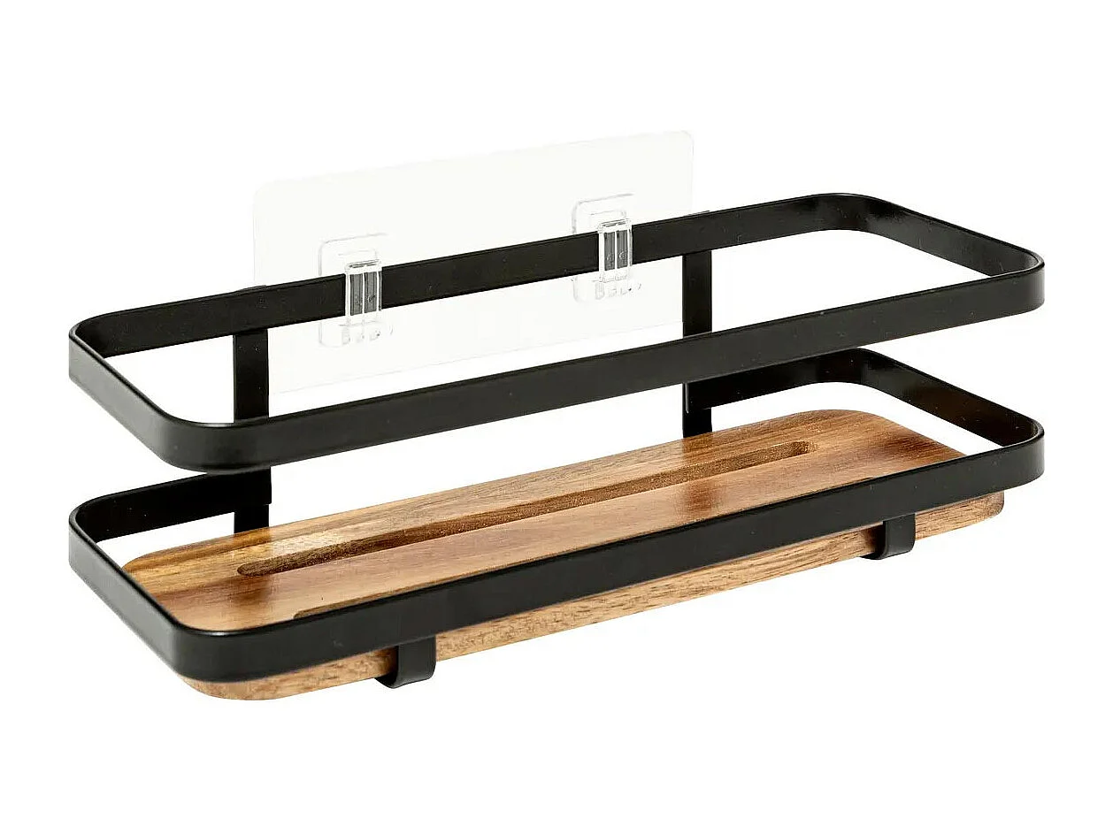 Étagère de Douche en Bois "Blackacia" 25cm Noir