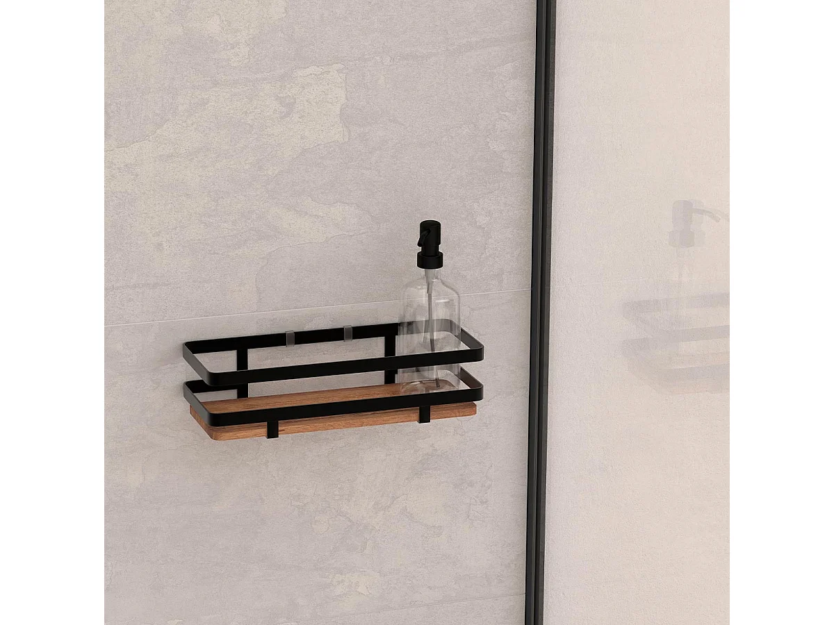 Étagère de Douche en Bois "Blackacia" 25cm Noir