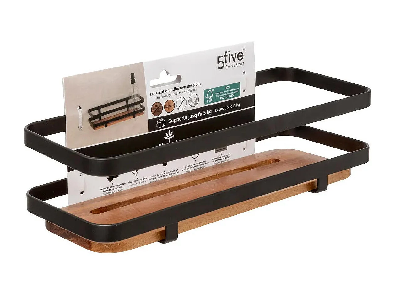 Étagère de Douche en Bois "Blackacia" 25cm Noir