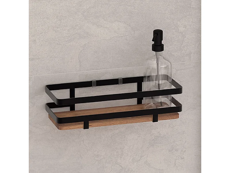 Étagère de Douche en Bois "Blackacia" 25cm Noir