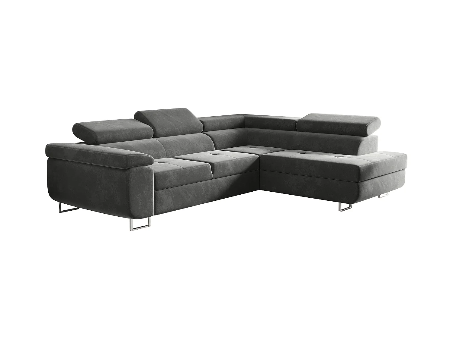 Canapé d'angle ATOM avec fonction couchage, tissu Monolith, gris, droit