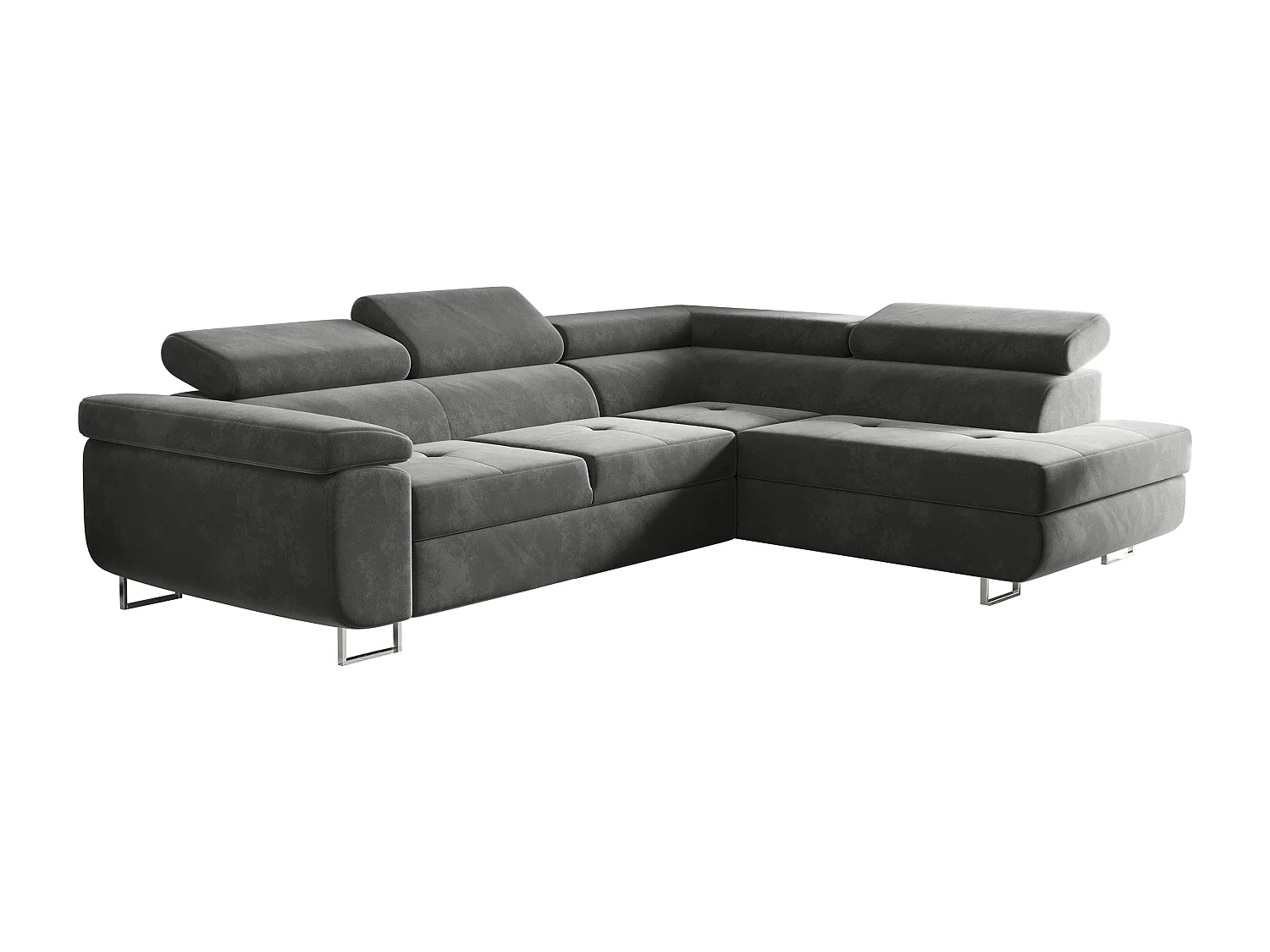 Canapé d'angle ATOM avec fonction couchage, tissu Monolith, gris, droit