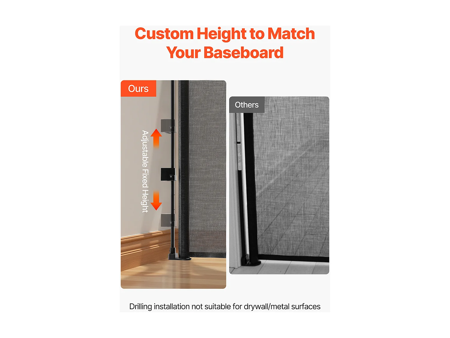 Veiligheidsbarrière SucceBuy Uitbreidbaar, Hekwerk uit Gaas Tot 515 cm Breed en 99 cm Hoog, Barrière Retractiel met Versterkte Banden