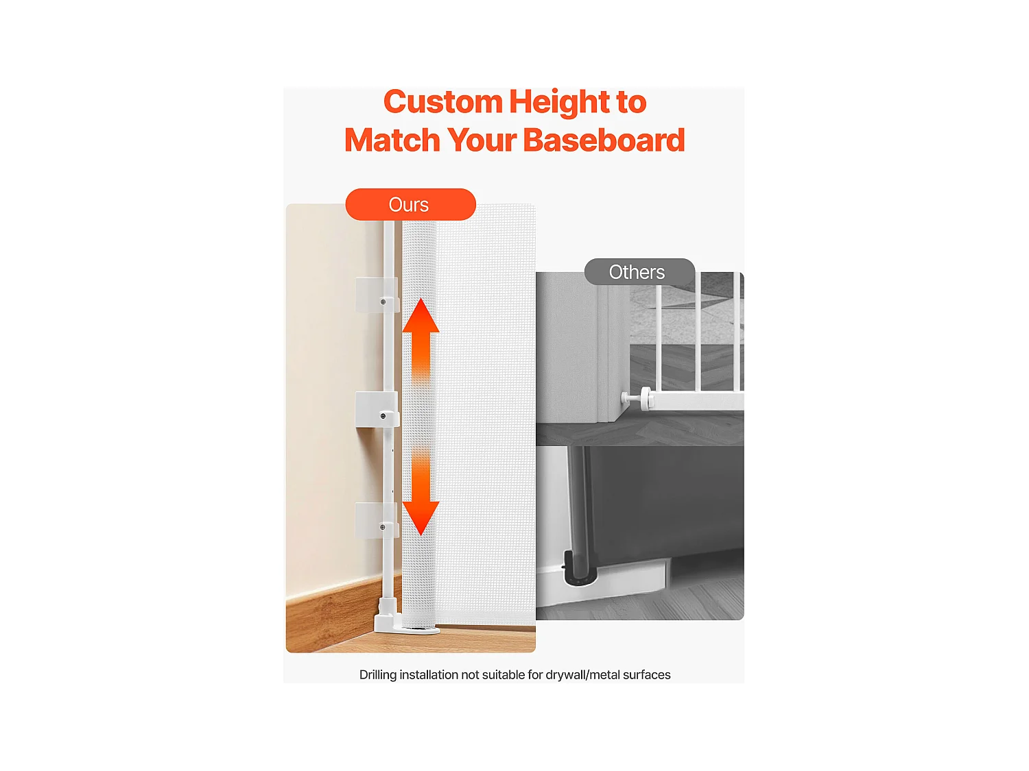 Sicherheitsbarriere SucceBuy Erweiterbar, Zaun aus Mesh 145 cm Breit und 98 cm Hoch, Barriere Retraktil für Haustiere, Ideal für Hunde und Katzen