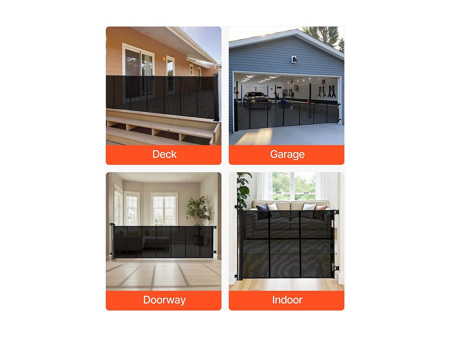 Barrière de Sécurité SucceBuy Extensible, Clôture en Maille Jusqu’à 305 cm de Large et 98 cm de Haut, Barrière Rétractable avec Bandes Renforcées