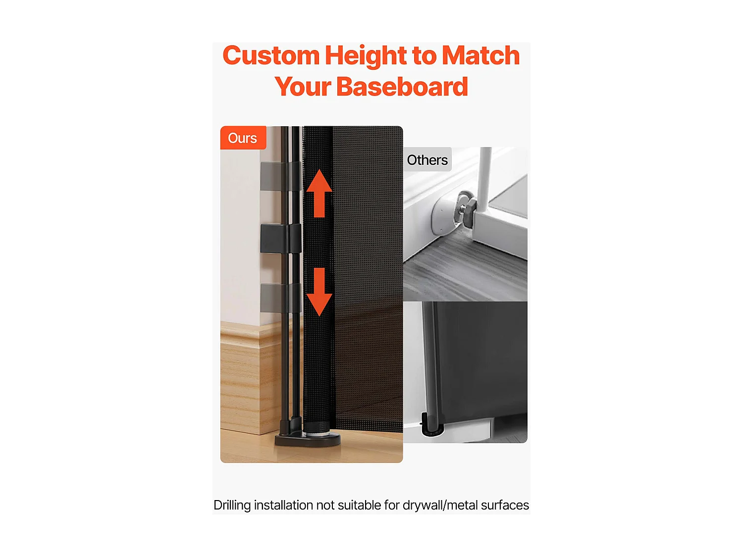 Barrière de Sécurité SucceBuy Extensible, Clôture en Maille Jusqu’à 305 cm de Large et 98 cm de Haut, Barrière Rétractable avec Bandes Renforcées