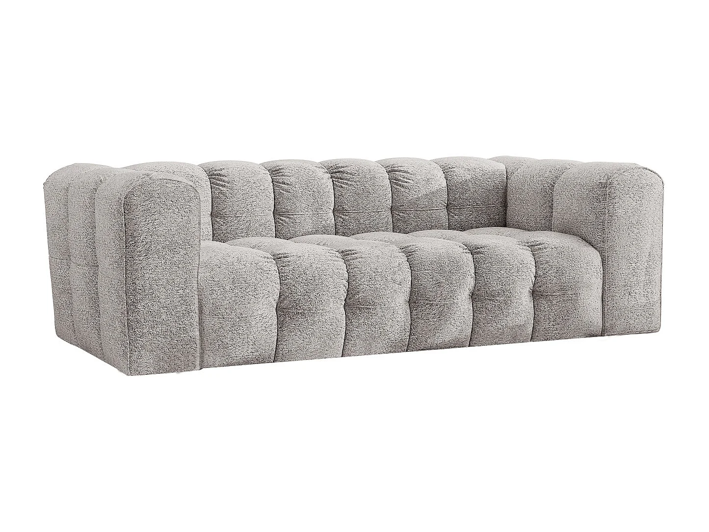 Sofa 3-Sitzer, Komfort Couch BALOO, stoff Schenille & Bouclé, Hellgrau