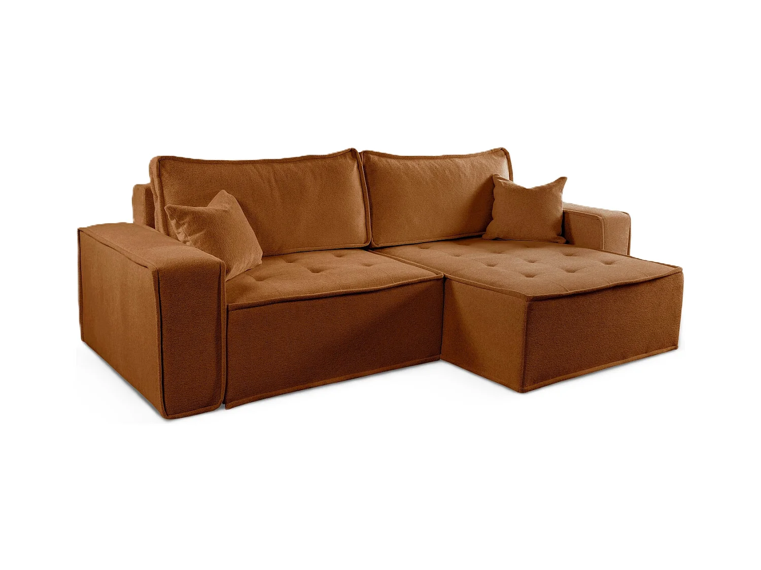 Canapé d'angle Bohoo en L avec convertible, tissu Raven, brique, droite