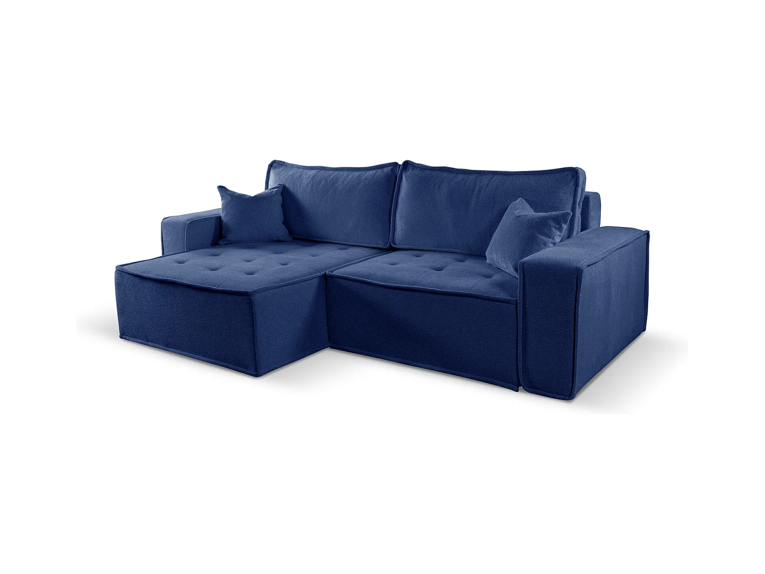 Canapé d'angle Bohoo en L avec convertible, tissu Raven, bleu, gauche