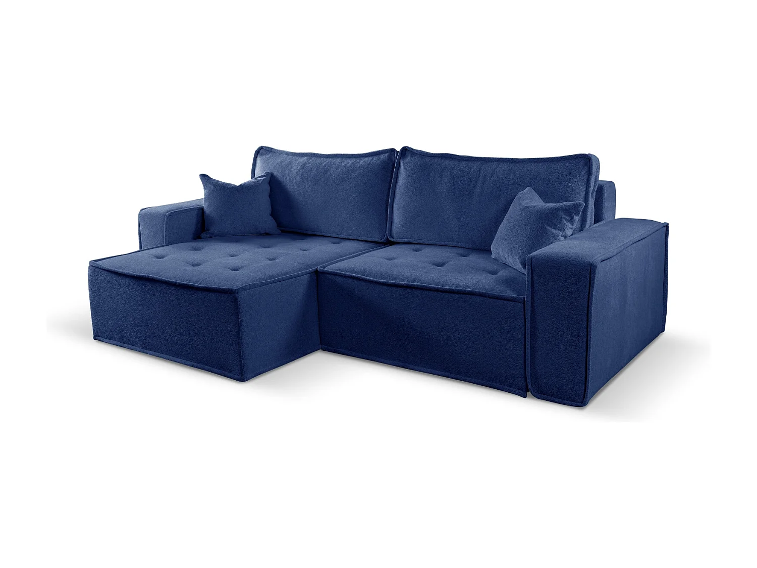 Canapé d'angle Bohoo en L avec convertible, tissu Raven, bleu, gauche